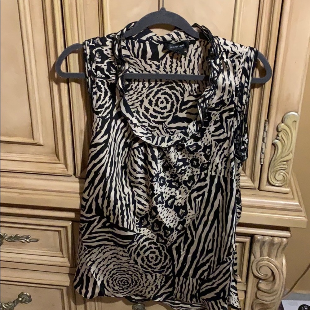 Brown and black animal skin top